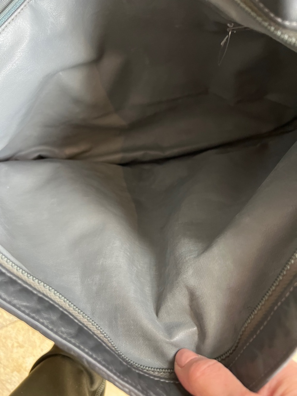 VTG Margolin Charcoal Gray Leather Laptop Tote Shoulder Bag Folded Pleat Detail - Picture 11 of 15